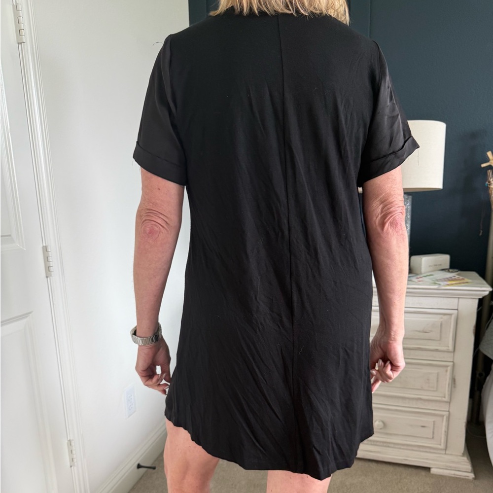 Zara black satin T-shirt dress - Picture 2 of 6